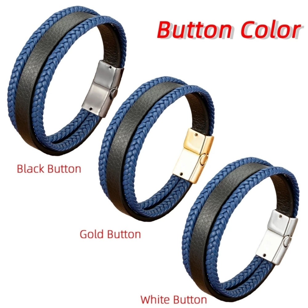Men's leather braided multilayer rope brac… - Picture 2 of 2